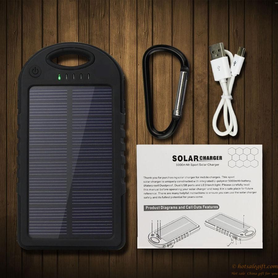 hotsalegift 12000mah ipx6 grade waterproof ultrahigh capacity solar mobile power charger 6