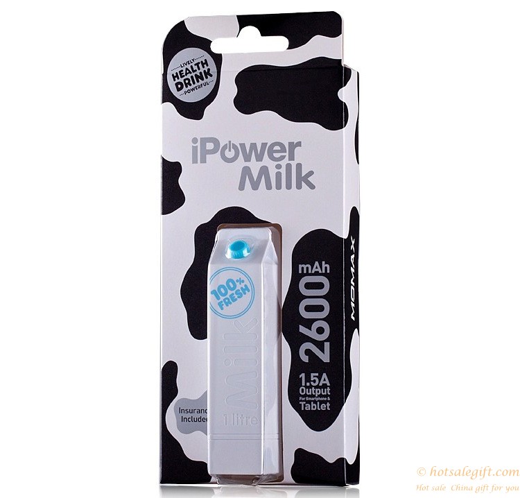 hotsalegift design 2600 mah milk box shape mobile power charger 12