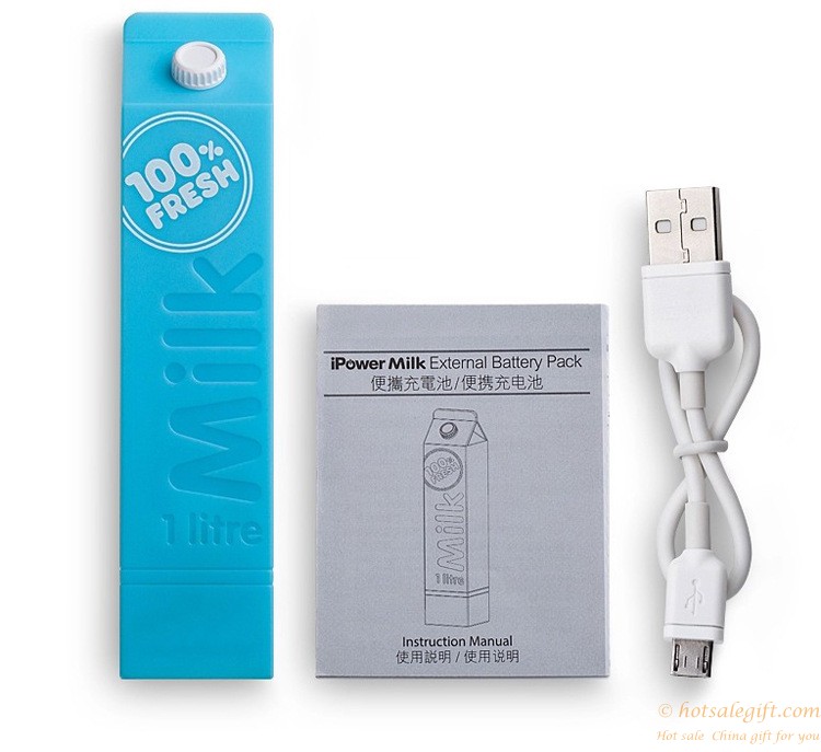 hotsalegift design 2600 mah milk box shape mobile power charger 3