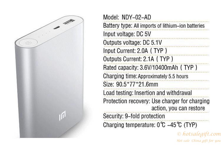 hotsalegift multicolor alloy shell xiaomi mi mobile power bank charger 10400 mah 12