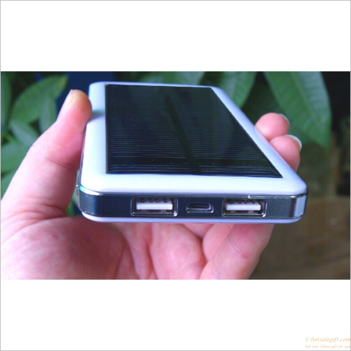 hotsalegift ultrathin solar mobile power bank charger dual usb ports 5