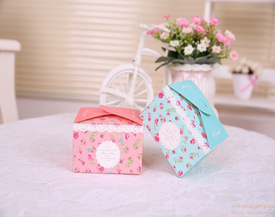 hotsalegift creative wedding candy box printed square shape 5