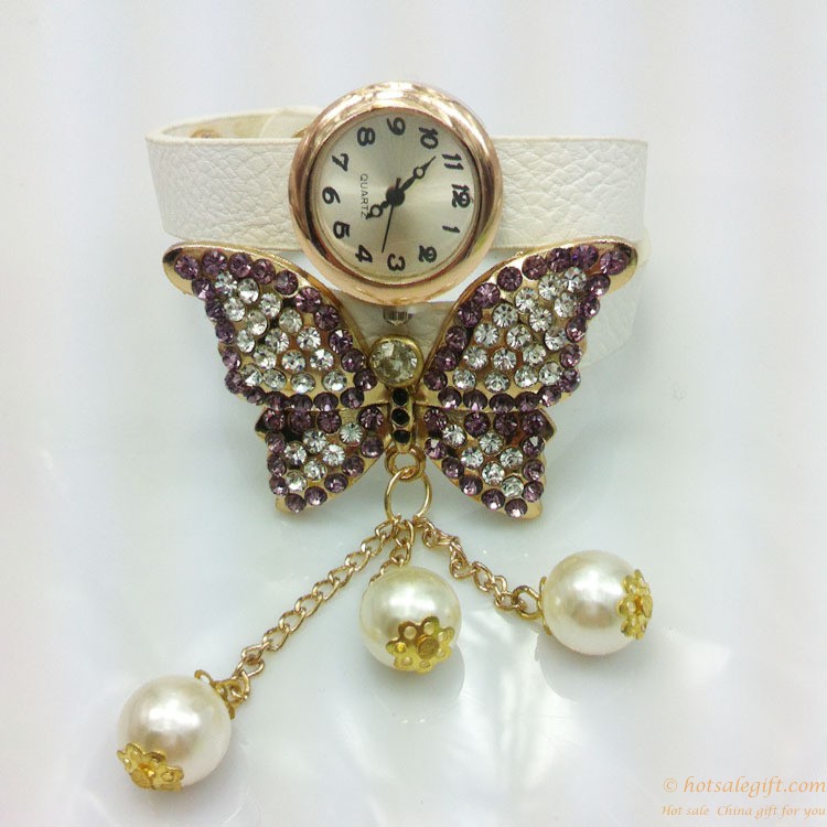 hotsalegift butterfly shape diamond genuine leather bracelet watch 9