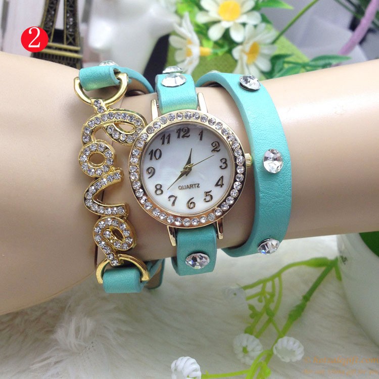 hotsalegift hot sale love popular ladies diamond bracelet watch 2