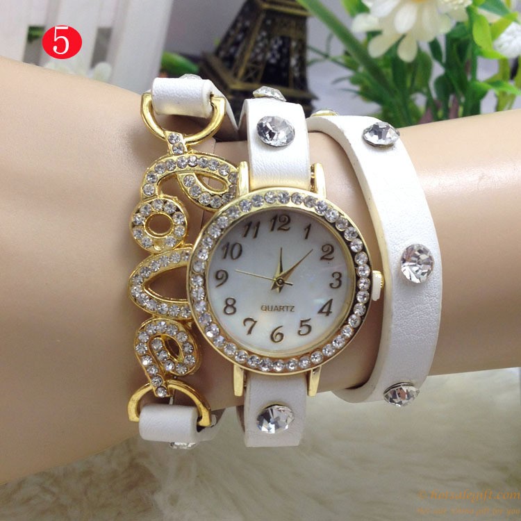 hotsalegift hot sale love popular ladies diamond bracelet watch 5