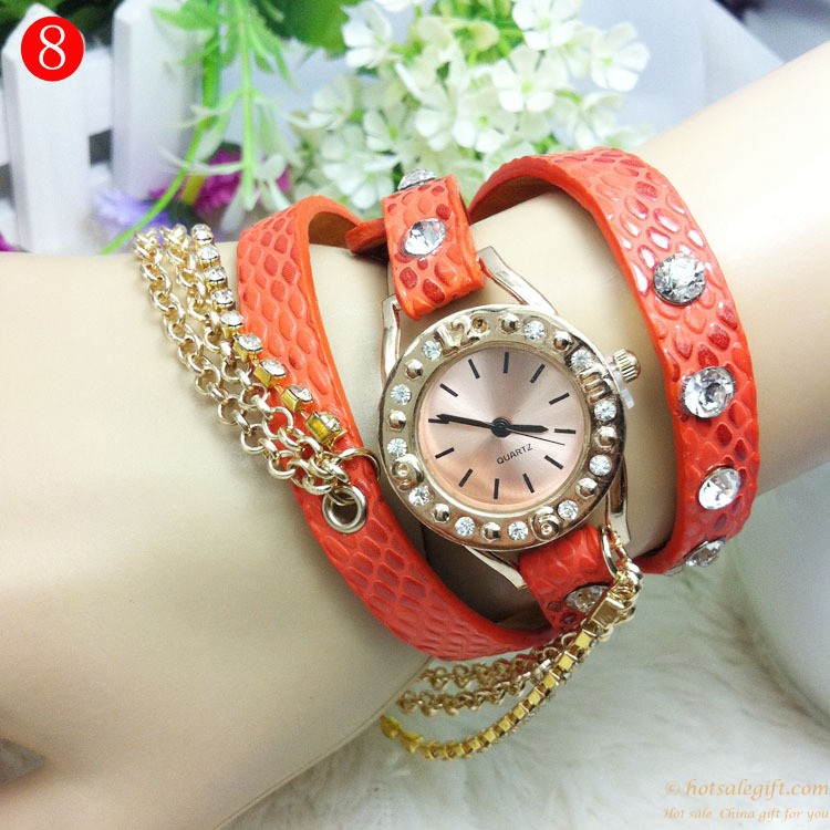 hotsalegift lychee leather womens fashion metal necklace bracelet watch 10