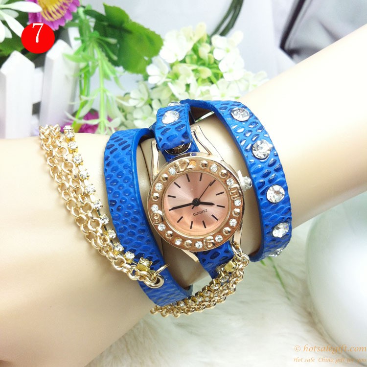 hotsalegift lychee leather womens fashion metal necklace bracelet watch 9