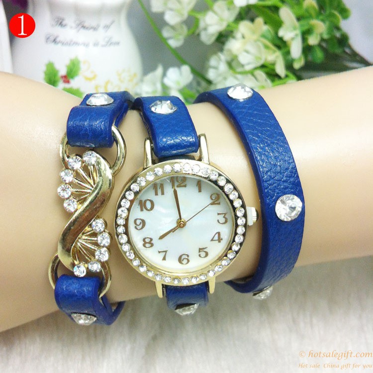 hotsalegift metal flower crystal leather ladies watch students 2