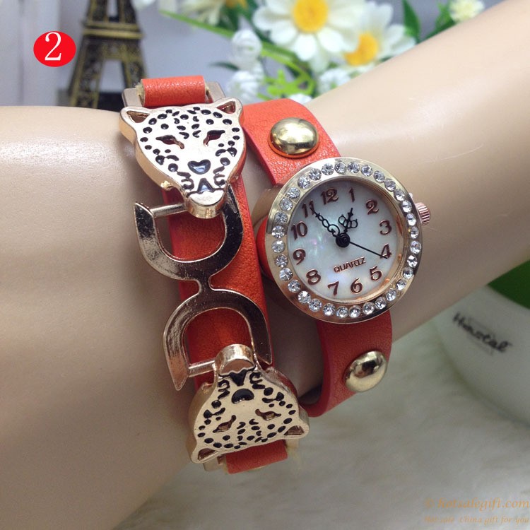 hotsalegift leopard head shape leisure quartz bracelet watch ladies girls 1