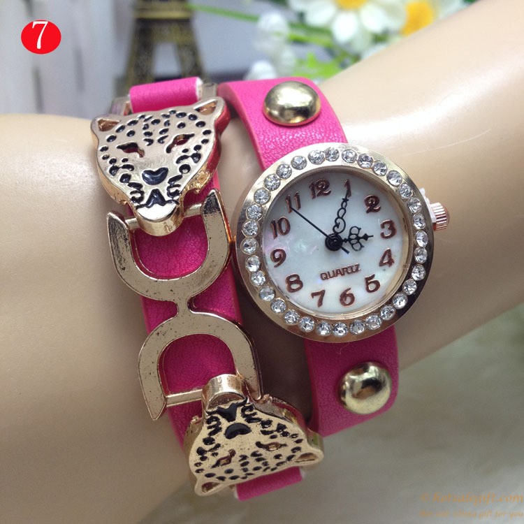hotsalegift leopard head shape leisure quartz bracelet watch ladies girls 6