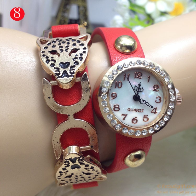 hotsalegift leopard head shape leisure quartz bracelet watch ladies girls 7