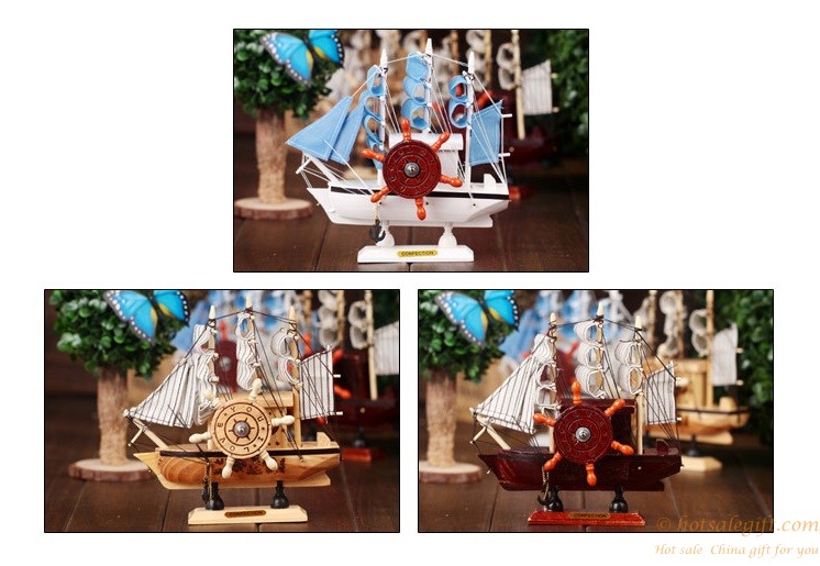 hotsalegift mediterraneanstyle wooden sailing music box ornaments craft 2