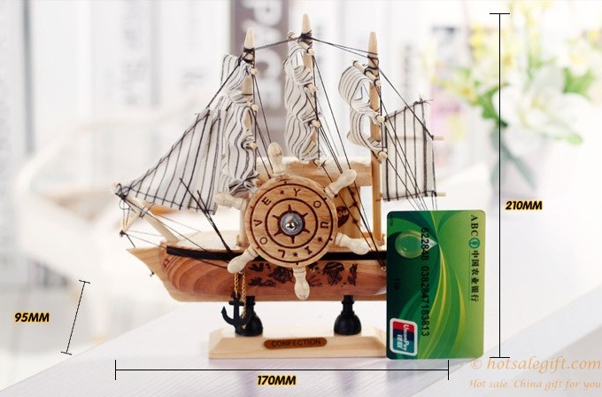 hotsalegift mediterraneanstyle wooden sailing music box ornaments craft 3