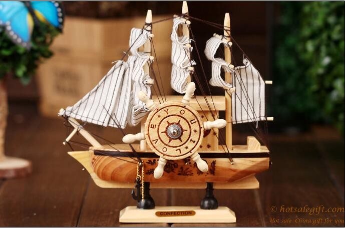 hotsalegift mediterraneanstyle wooden sailing music box ornaments craft 4