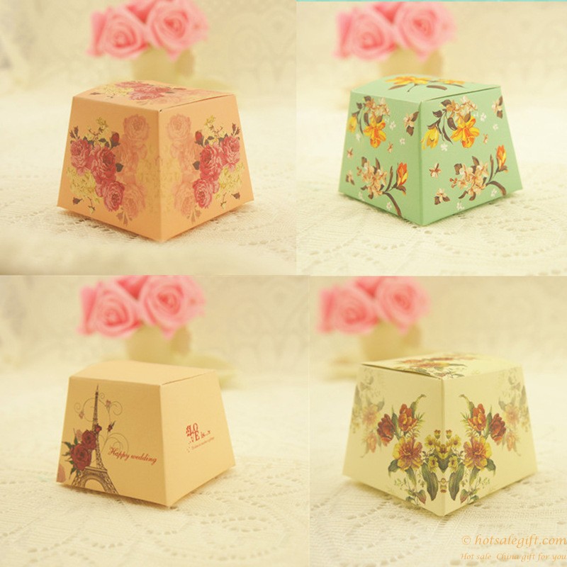 hotsalegift creative printing flowers paper candy box wedding favors 6