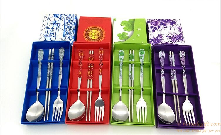 hotsalegift decals stainless steel chopsticks spoon fork cutlery sets wedding favors 1