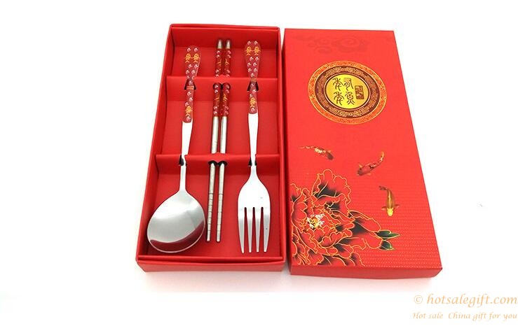 hotsalegift decals stainless steel chopsticks spoon fork cutlery sets wedding favors 3