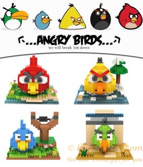 Super mini angry birds plastic building blocks kids educational toys ...